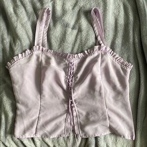 Lavender Ruffled Front-Tie Cami Top